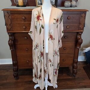 Paparazzi Floral Kimono Wrap - Cream and Red Womens One Size See Pictures